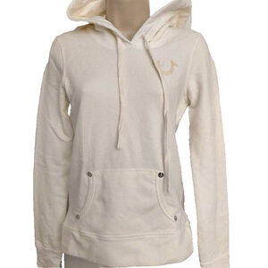 True Religion Brand Jeans Madalyn Cream Off White Hoodie Sweatshirt Size XS $176
